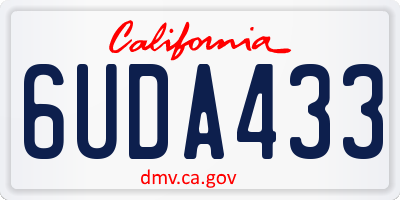 CA license plate 6UDA433