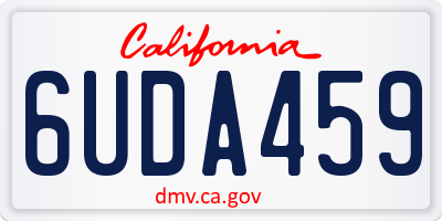 CA license plate 6UDA459