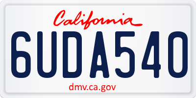 CA license plate 6UDA540