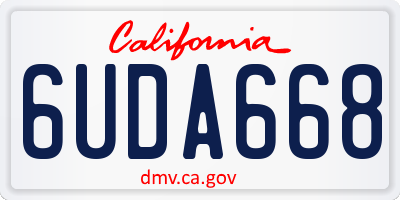 CA license plate 6UDA668