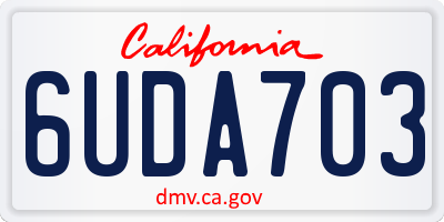CA license plate 6UDA703