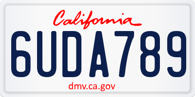 CA license plate 6UDA789