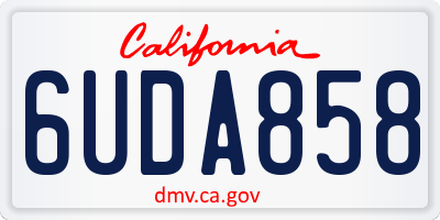 CA license plate 6UDA858