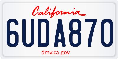 CA license plate 6UDA870