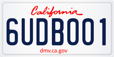 CA license plate 6UDB001