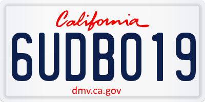 CA license plate 6UDB019
