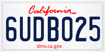 CA license plate 6UDB025