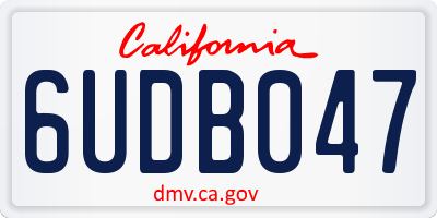 CA license plate 6UDB047