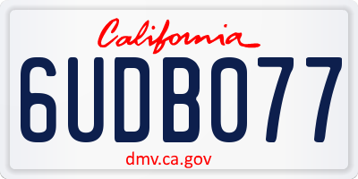 CA license plate 6UDB077