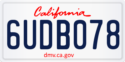 CA license plate 6UDB078