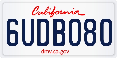 CA license plate 6UDB080