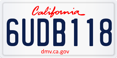 CA license plate 6UDB118