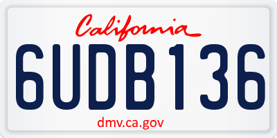 CA license plate 6UDB136