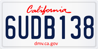 CA license plate 6UDB138