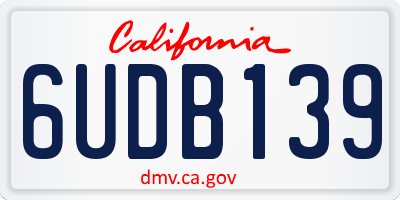 CA license plate 6UDB139