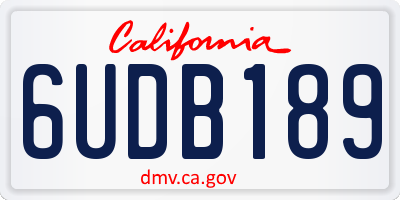 CA license plate 6UDB189