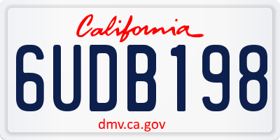 CA license plate 6UDB198
