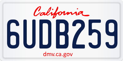CA license plate 6UDB259