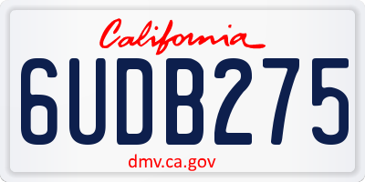 CA license plate 6UDB275