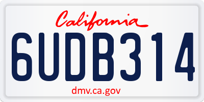 CA license plate 6UDB314