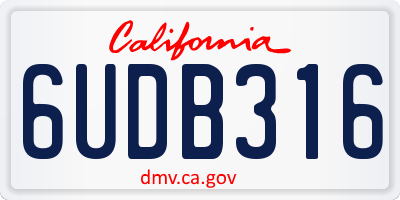 CA license plate 6UDB316