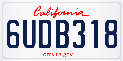 CA license plate 6UDB318