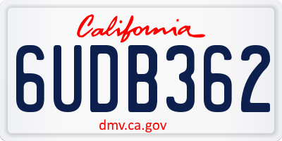 CA license plate 6UDB362
