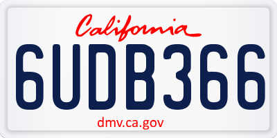 CA license plate 6UDB366