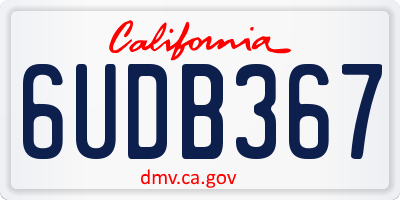CA license plate 6UDB367