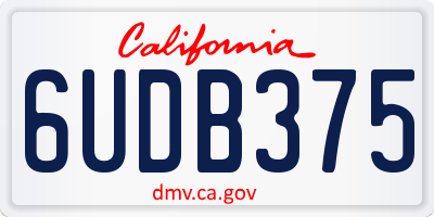 CA license plate 6UDB375