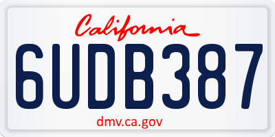 CA license plate 6UDB387