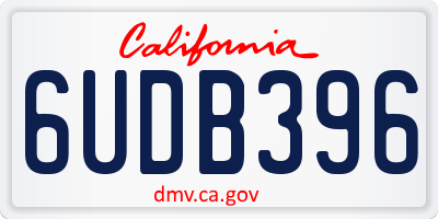 CA license plate 6UDB396