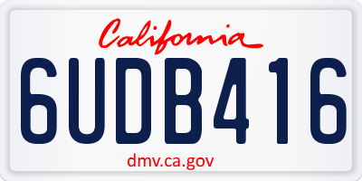 CA license plate 6UDB416