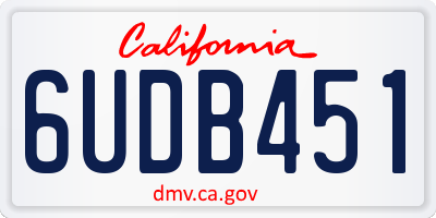 CA license plate 6UDB451