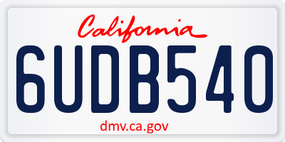 CA license plate 6UDB540