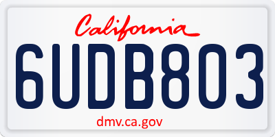 CA license plate 6UDB803