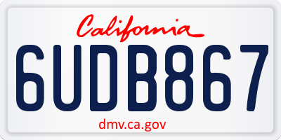 CA license plate 6UDB867
