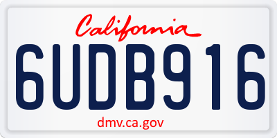 CA license plate 6UDB916