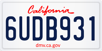 CA license plate 6UDB931