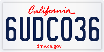 CA license plate 6UDC036
