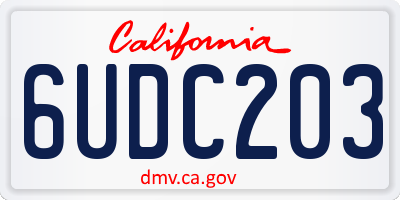 CA license plate 6UDC203
