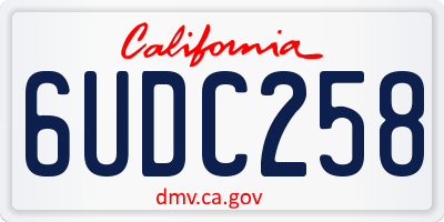 CA license plate 6UDC258