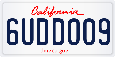 CA license plate 6UDD009