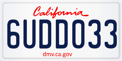 CA license plate 6UDD033