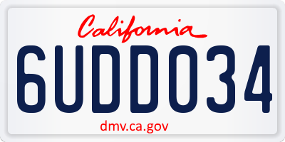 CA license plate 6UDD034