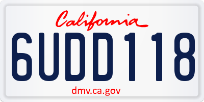 CA license plate 6UDD118