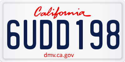CA license plate 6UDD198