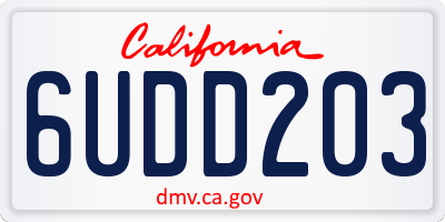 CA license plate 6UDD203