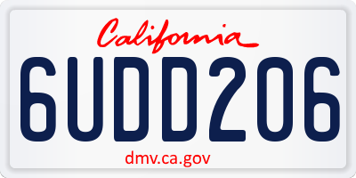 CA license plate 6UDD206