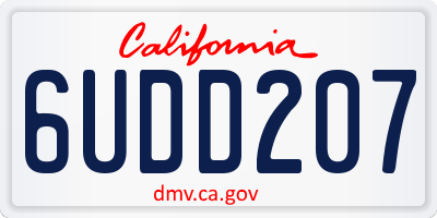 CA license plate 6UDD207